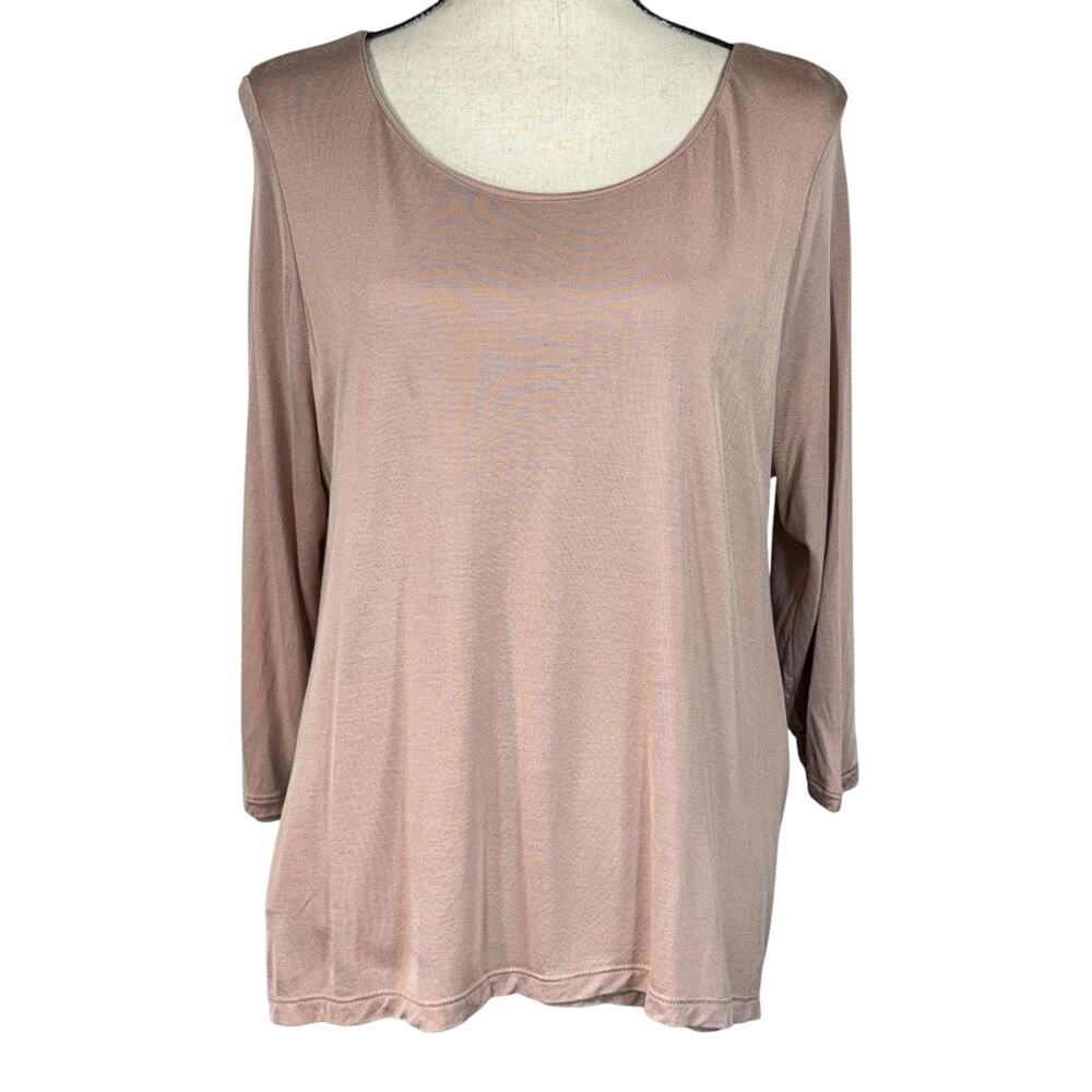 Pure Jill Petite Large Elliptical Tee Top Super Soft 3/4 Sleeve Lined Stretch